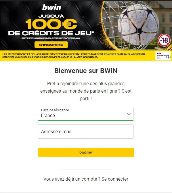 Snel formulier om een spelersaccount aan te maken