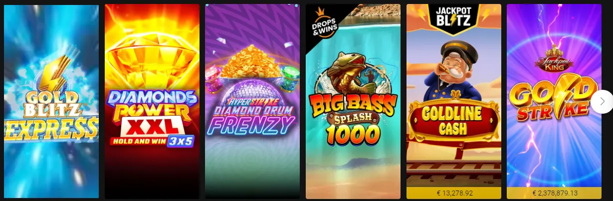 Algemene weergave van de casino spelencollectie